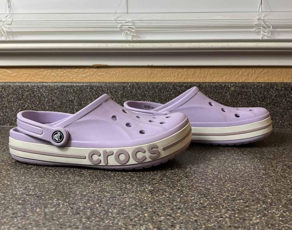 CROCS Iconic Comfort Womens Sz 10 Slip On Rubber Purple Clogs Shoes Mens 8 Mules
